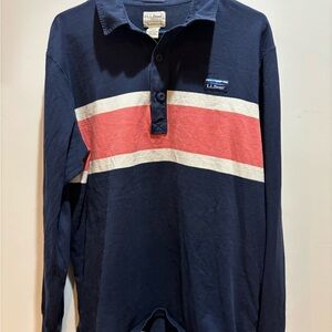 Vintage L.L. Bean Navy and Cream Striped Top